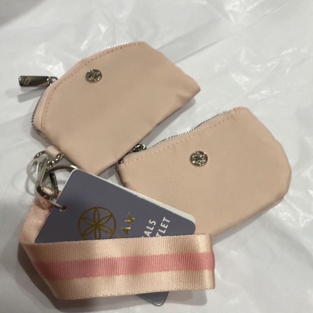Gaiam essentials 2pack pink duo wristlet with pink wrist strap & silver hardware